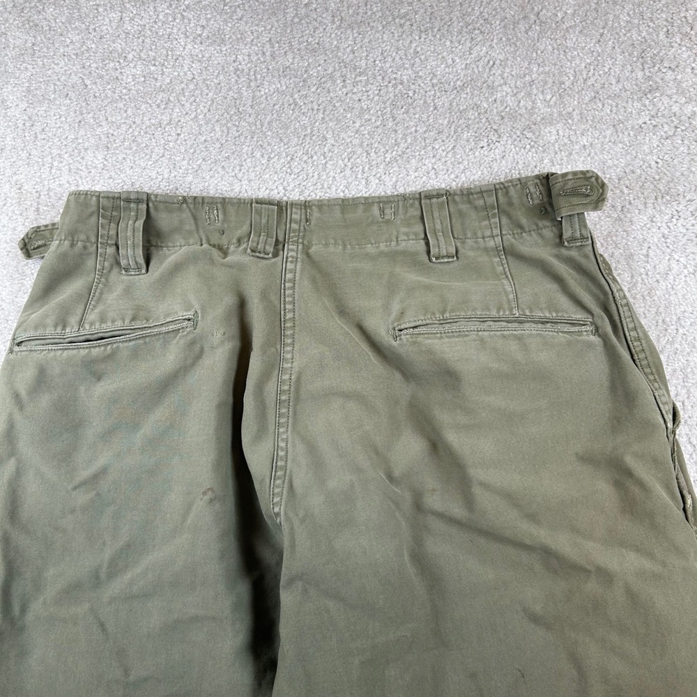 Vintage 40s WWII Military Field Sateen Trousers Mens 32 Olive Distressed M-1943 - Picture 5 of 16